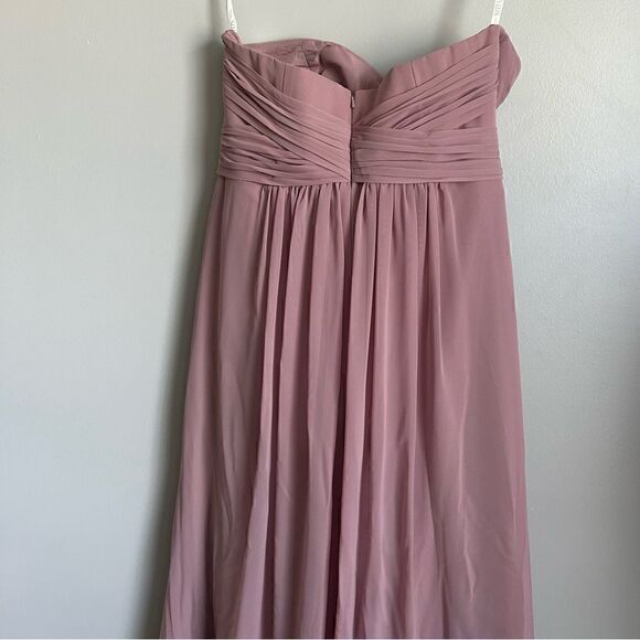NWT David’s Bridal Strapless Chiffon Gown in Quartz - Picture 9 of 13